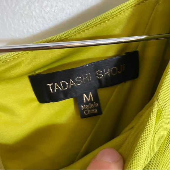 Tadashi Shoji Fern Green Ruched Cocktail Dress Medium Neon Ruched - Picture 3 of 6